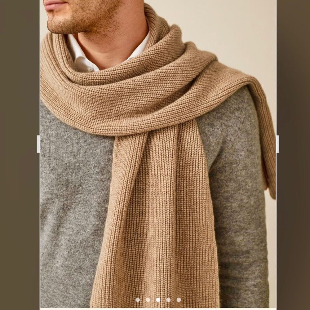 NWT Gorgeous West Loop Beige / Tan Men’s Knit Scarf New